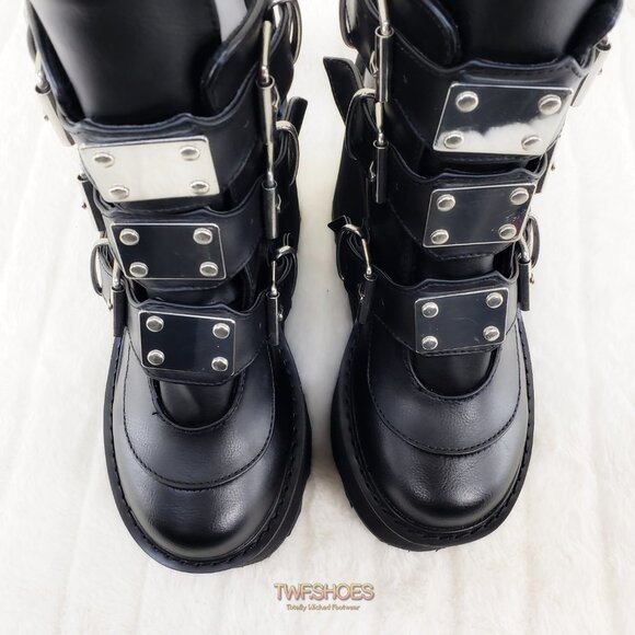 Black Platform Goth Punk Ankle Boots Swing 105 - Picture 12 of 13